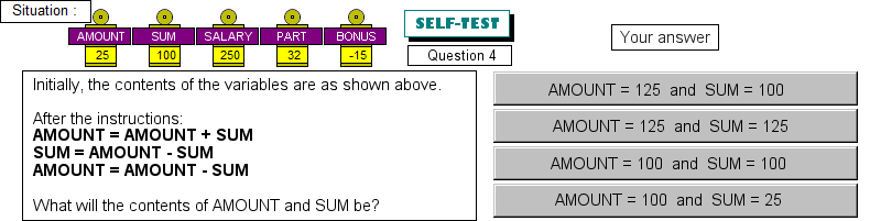 Test on variables, question 4