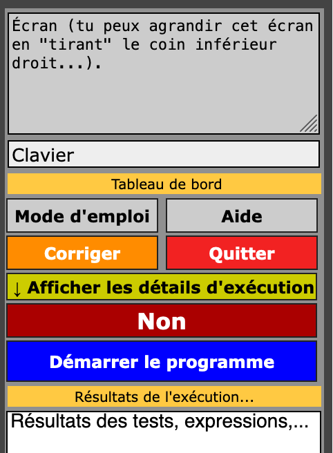Tableau de bord avec choix de masquer les détails