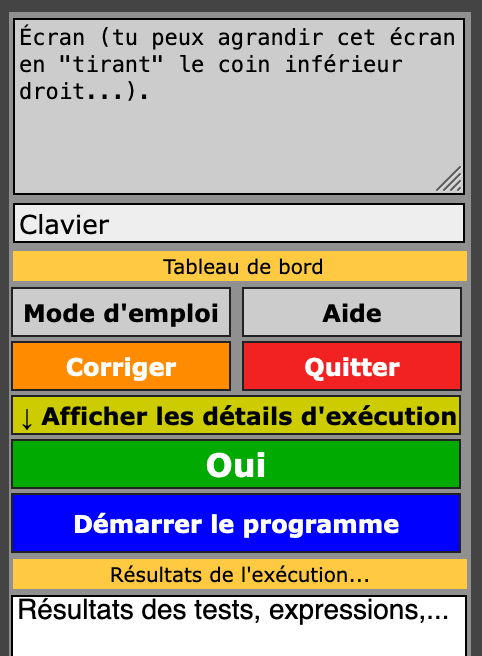 Tableau de bord avec choix de montrer les détails