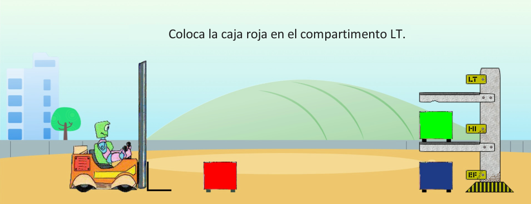 El robot va a almacenar una caja en el almacén.